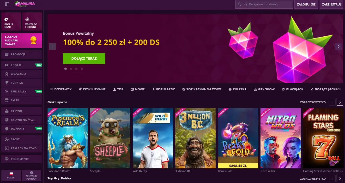 Mobilna gra w Malina Casino app na telefonie